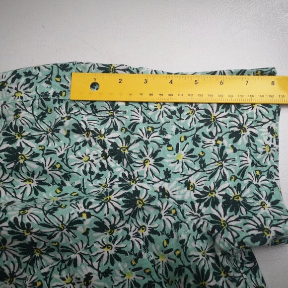 J. Crew Men's Size Medium Slim Fit Green Floral Print 100% Linen Shirt - Picture 7 of 8